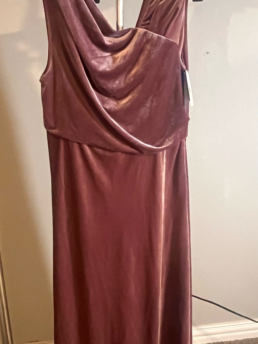 Adrianna Papell Sleeveless Cowl Neck Maxi Dress in Dusty Rose